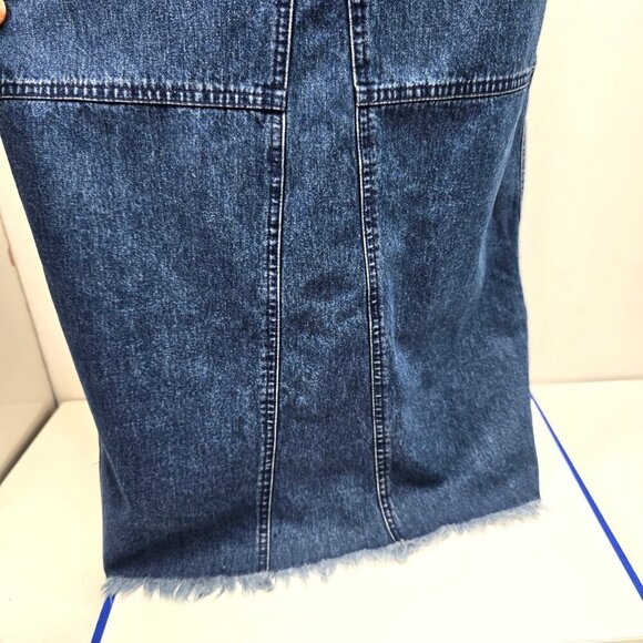 VTG Ralph Lauren Denim Maxi Skirt Raw Pockets Women 8 Boho Festival Western 90s - Picture 4 of 12